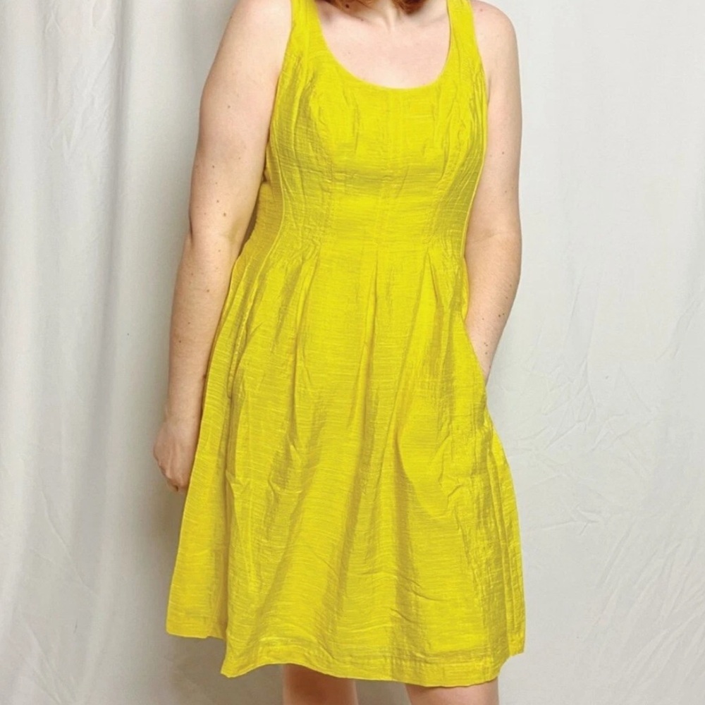 Summery Yellow Nine West Fit and Flare Dress
